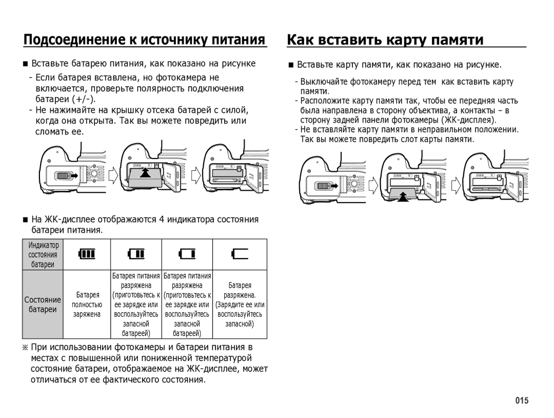 Samsung EC-WB5000BPBRU manual Как вставить карту памяти, Батарея 