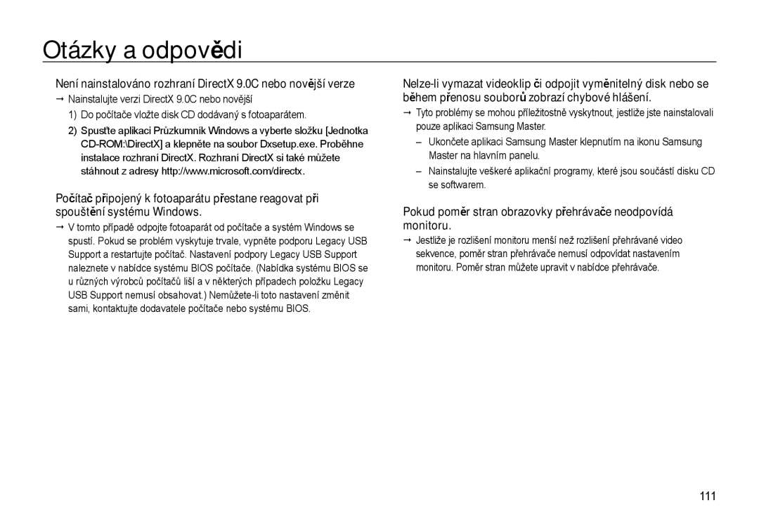 Samsung EC-WB500ABP/E3, EC-WB500BBP/E3 manual Pokud poměr stran obrazovky přehrávače neodpovídá monitoru, 111 