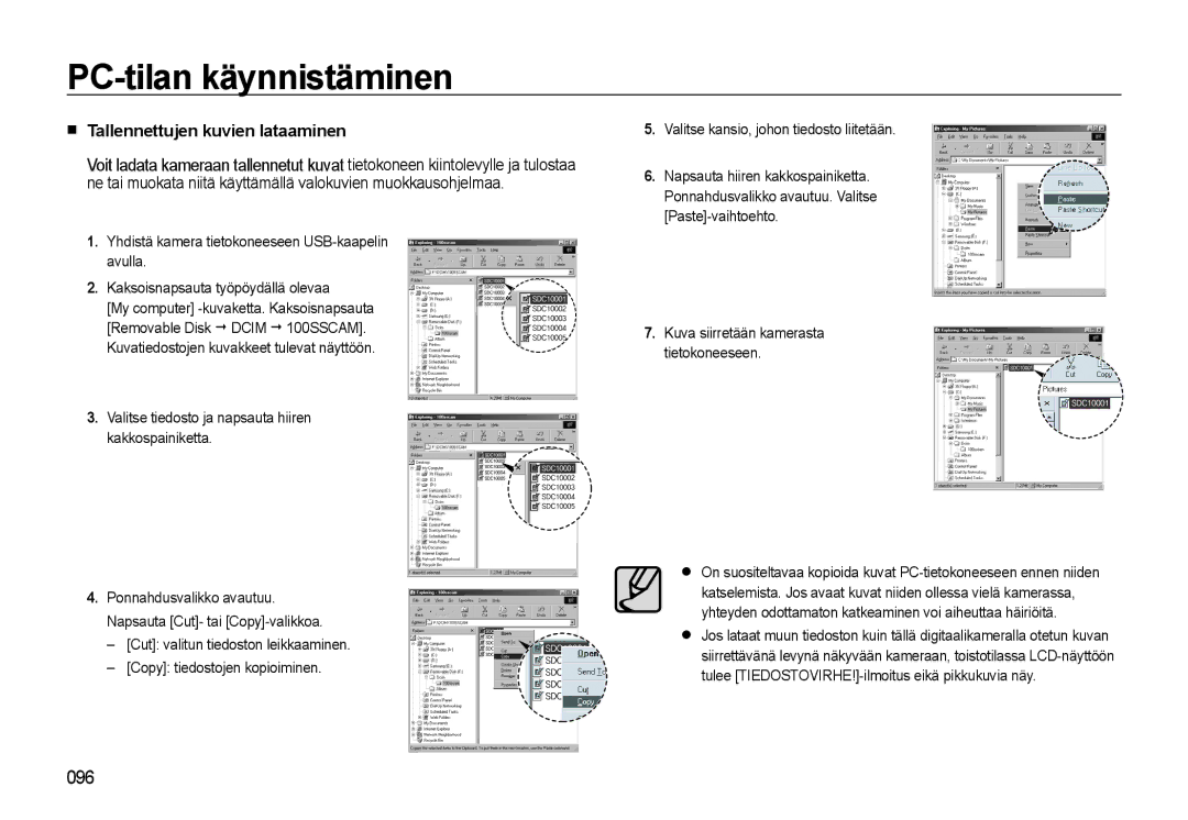 Samsung EC-WB500BBA/E2 manual Tallennettujen kuvien lataaminen, Valitse tiedosto ja napsauta hiiren kakkospainiketta 