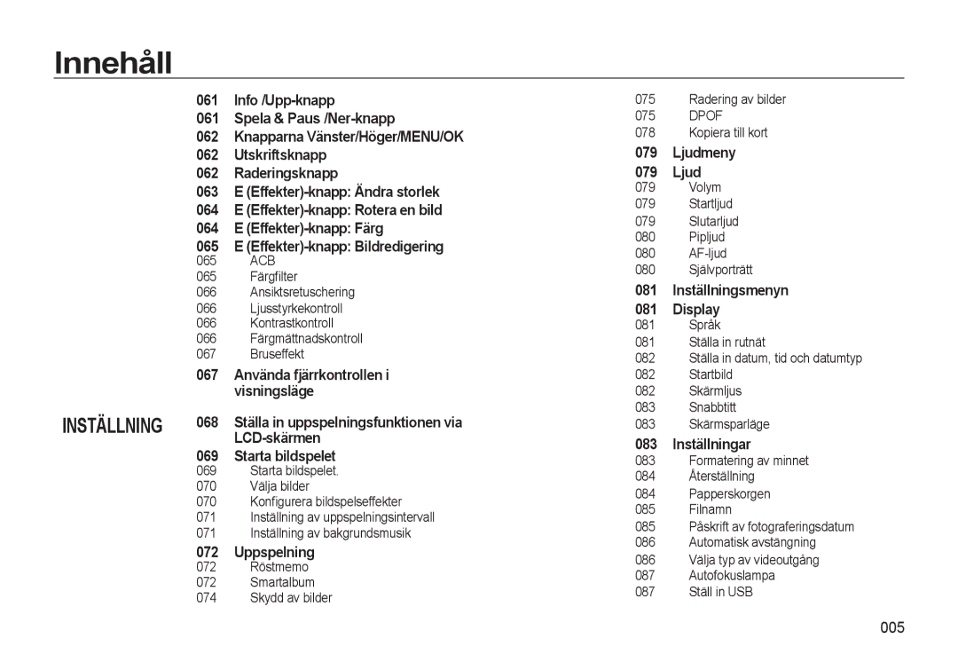 Samsung EC-WB500BBP/E2 manual 068, LCD-skärmen, Starta bildspelet, Uppspelning, Ljudmeny, Inställningsmenyn Display 