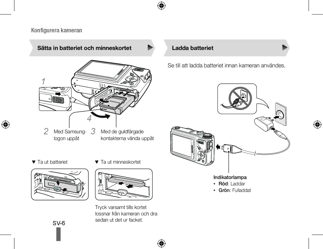 Samsung EC-WB500ABA/E1, EC-WB500BBP/FR, EC-WB510BBP/FR, EC-WB500ABP/GB Sätta in batteriet och minneskortet, Ladda batteriet 