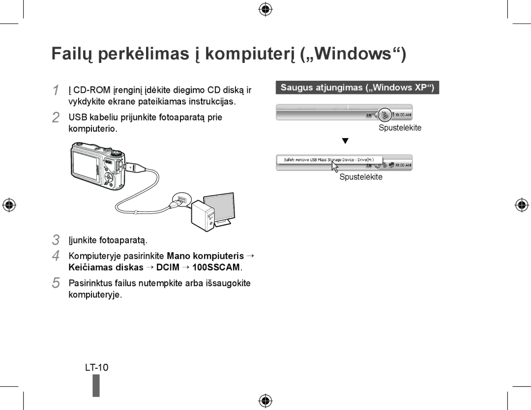 Samsung EC-WB500BBP/RU, EC-WB500BBP/FR manual Failų perkėlimas į kompiuterį „Windows, Saugus atjungimas „Windows XP 