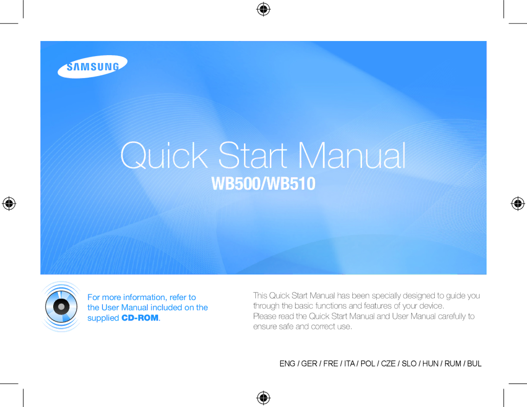 Samsung EC-WB510BBP/FR, EC-WB500BBP/FR, EC-WB500ABP/GB, EC-WB500ABP/FR, EC-WB500BBP/IT manual Quick Start Manual 