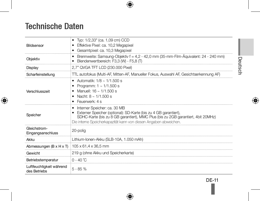 Samsung EC-WB500BBA/E2, EC-WB500BBP/FR, EC-WB510BBP/FR, EC-WB500ABP/GB, EC-WB500ABP/FR, EC-WB500BBP/IT Technische Daten, Akku 