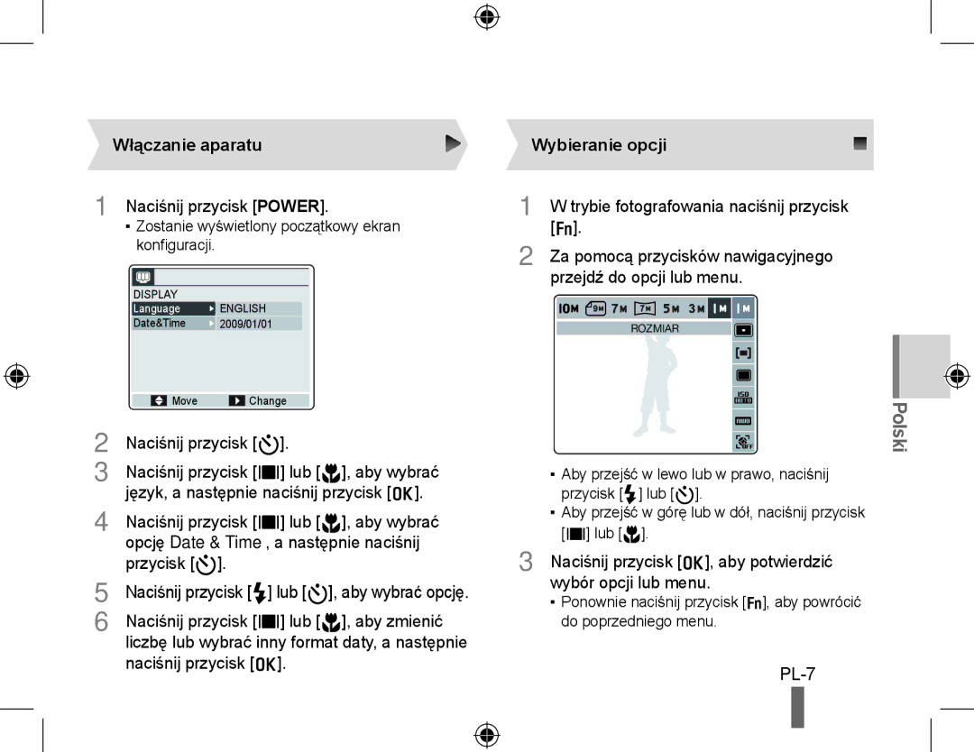 Samsung EC-WB500BBP/E2, EC-WB500BBP/FR, EC-WB510BBP/FR, EC-WB500ABP/GB, EC-WB500ABP/FR Włączanie aparatu, Wybieranie opcji 