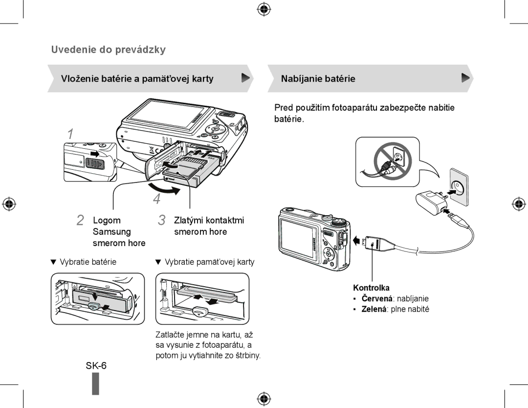 Samsung EC-WB500BBP/ME manual Vloženie batérie a pamäťovej karty, Logom, Samsung Smerom hore, Nabíjanie batérie, Batérie 