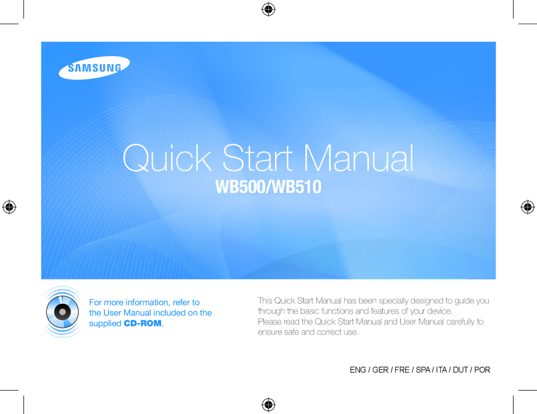 Samsung EC-WB510BBP/FR, EC-WB500BBP/FR, EC-WB500ABP/GB, EC-WB500ABP/FR, EC-WB500BBP/IT manual Quick Start Manual 