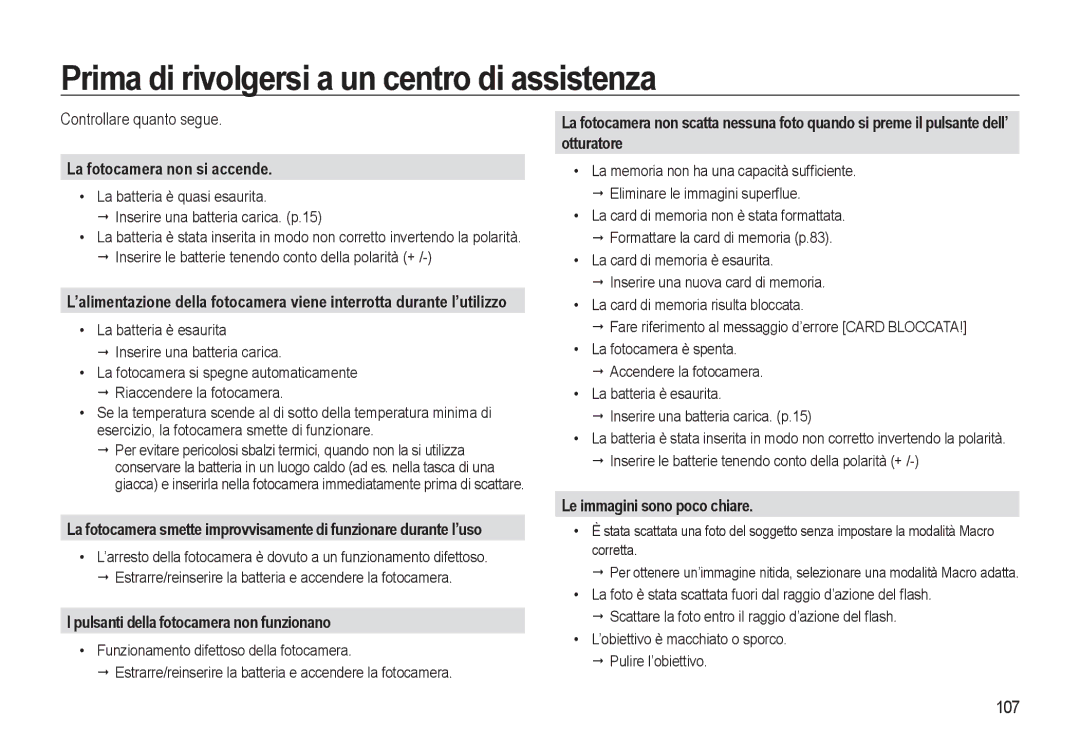 Samsung EC-WB500BBP/IT manual Prima di rivolgersi a un centro di assistenza, La fotocamera non si accende, Otturatore 