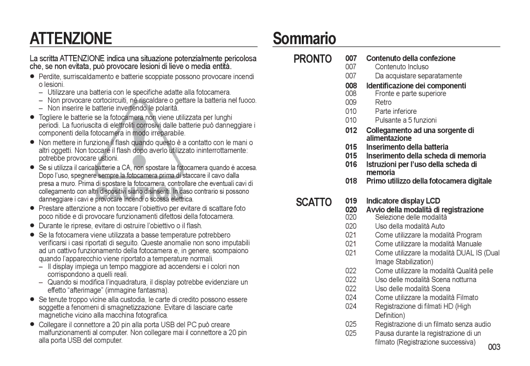 Samsung EC-WB500BBP/IT, EC-WB500BBA/IT Sommario, Collegamento ad una sorgente di, Istruzioni per l’uso della scheda di 