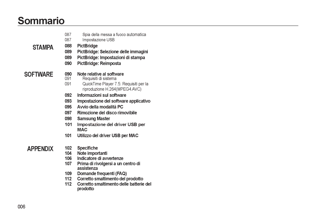 Samsung EC-WB500ABP/IT, EC-WB500BBP/IT 006, Spia della messa a fuoco automatica Impostazione USB, Requisiti di sistema 