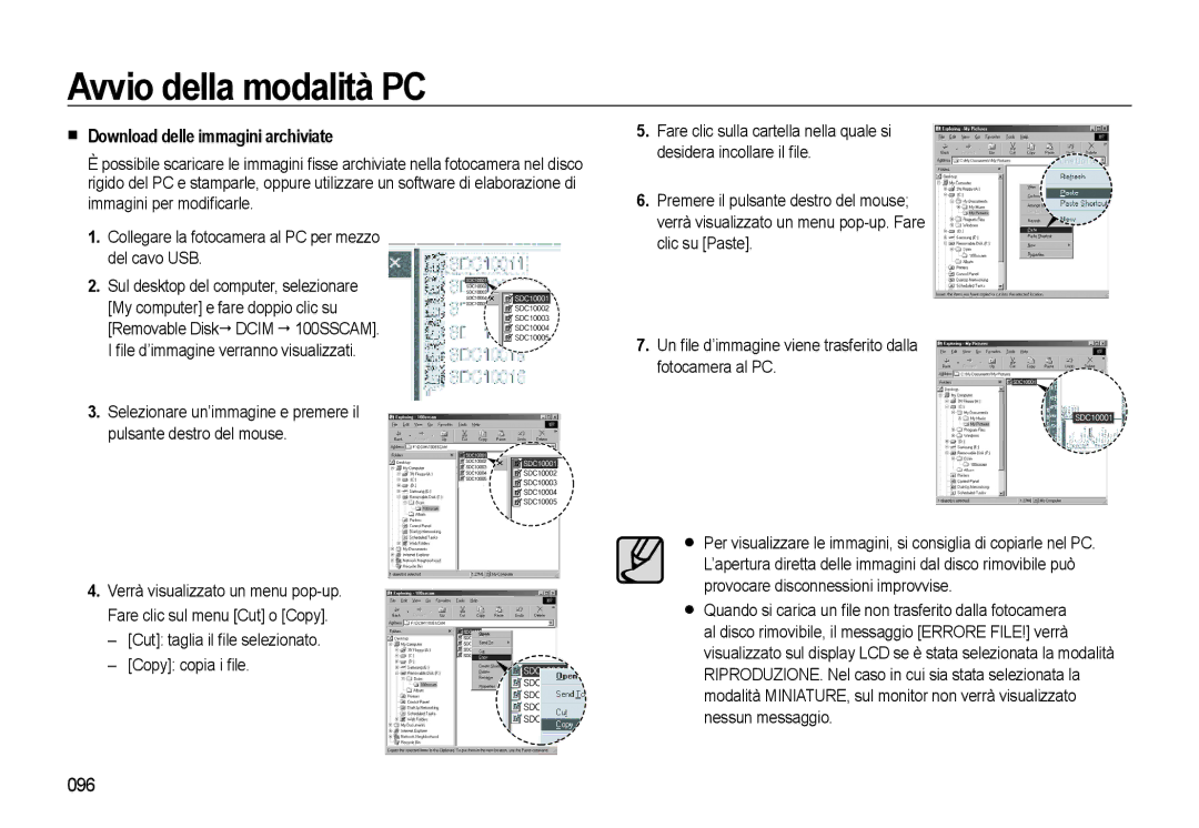 Samsung EC-WB500BBA/IT, EC-WB500BBP/IT, EC-WB500ABA/IT, EC-WB500ABP/IT manual Download delle immagini archiviate, 096 