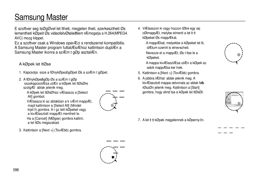 Samsung EC-WB500BBP/IT, EC-WB500BBA/IT manual Samsung Master, Képek letöltése, Letöltött képek megjelennek a képernyőn 