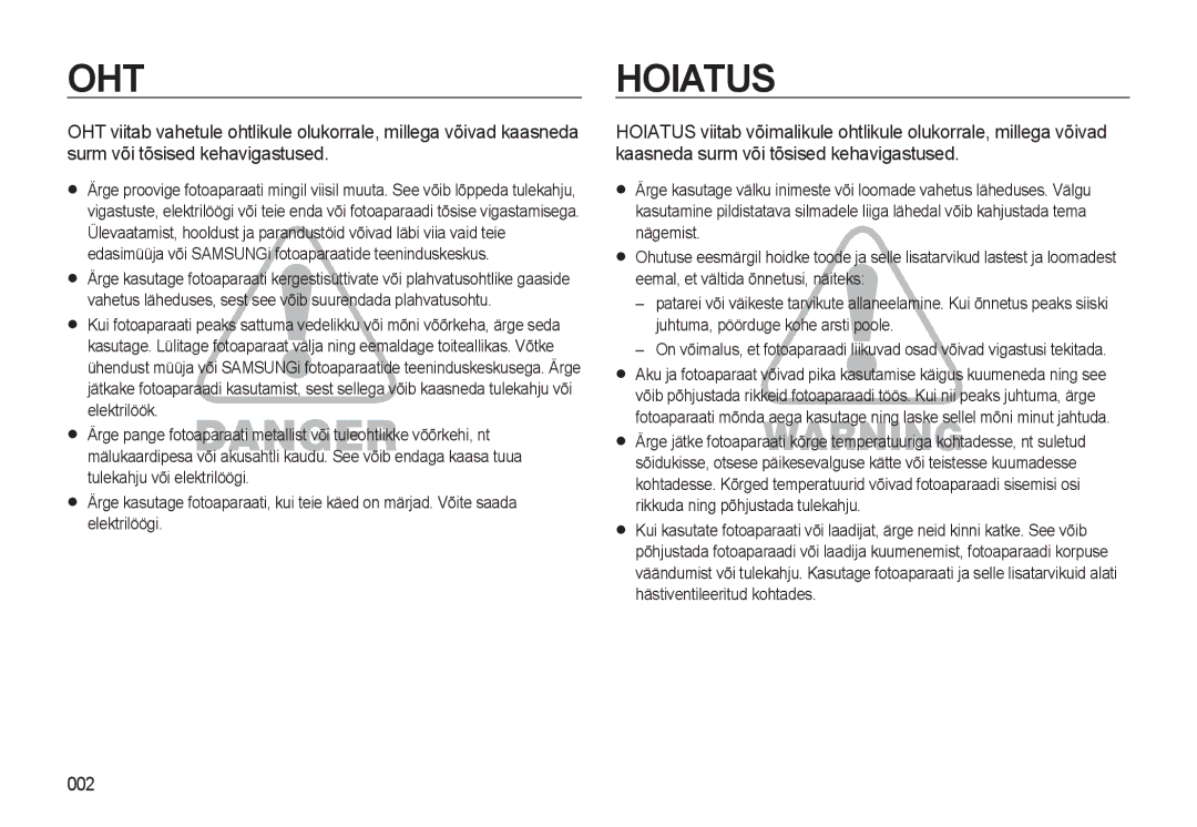 Samsung EC-WB500ABP/RU, EC-WB500BBP/RU manual Oht, 002 