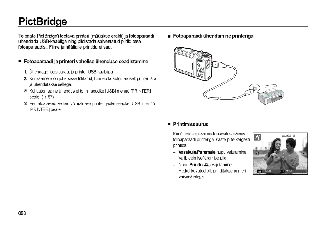 Samsung EC-WB500ABP/RU, EC-WB500BBP/RU manual PictBridge, 088 