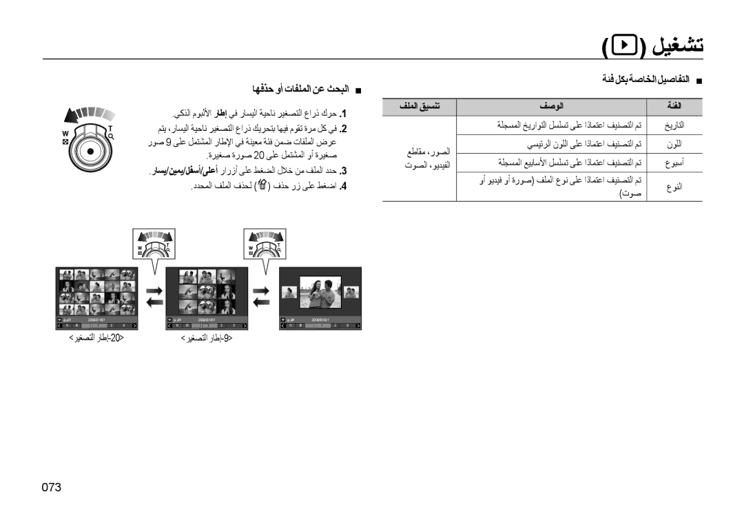 Samsung EC-WB500BBP/ME, EC-WB500BBP/ZA Gﺎﻬﻓﺬﺣ وأ تﺎﻔﻠﻤﻟا ﻦﻋ ﺚﺤﺒﻟا, ﺔﺌﻓﻞﻜﺑ ﺔﺻﺎﺨﻟا ﻞﻴﺻﺎﻔﺘﻟا, 073, ﻒﻠﻤﻟا ﻖﻴﺴﻨﺗ ﻒﺻﻮﻟا ﺔﺌﻔﻟا 