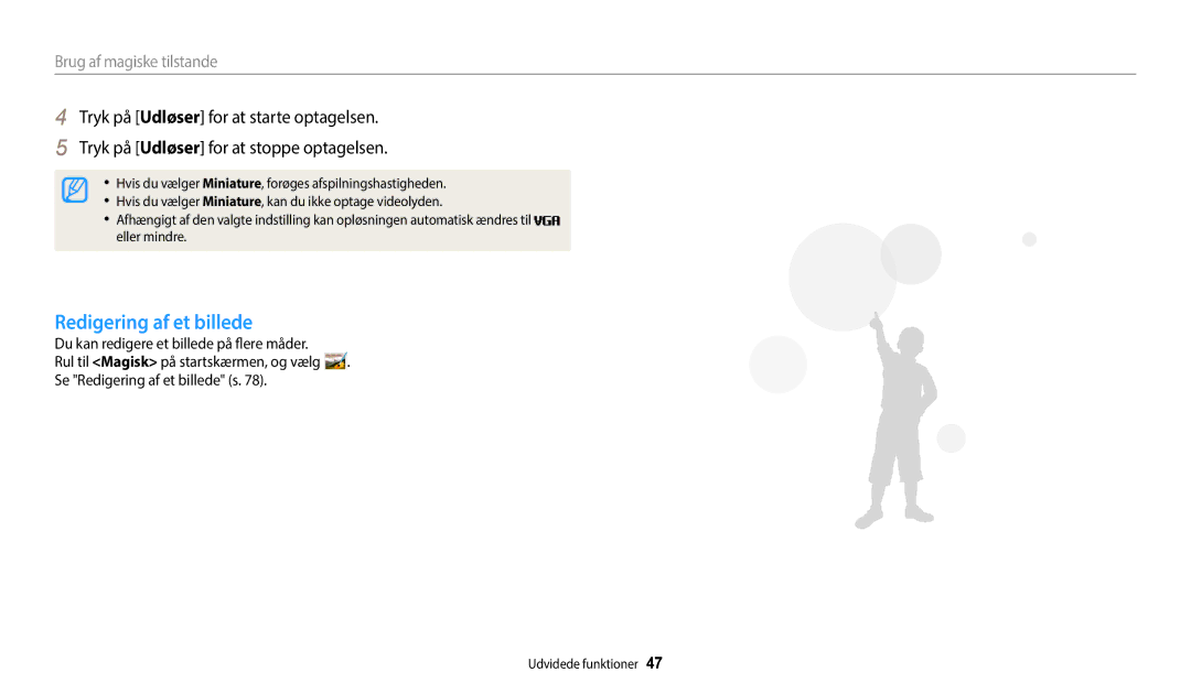 Samsung EC-WB50FZBPBE2, EC-WB50FZBPWE2, EC-WB50FZBPRE2 manual Redigering af et billede 