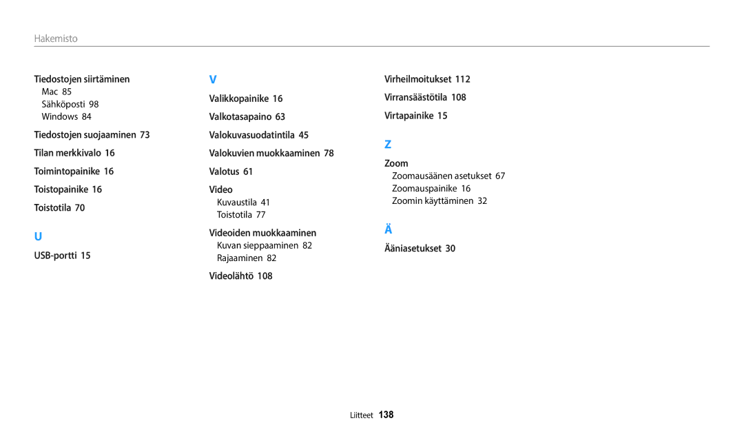 Samsung EC-WB50FZBPWE2, EC-WB50FZBPBE2, EC-WB50FZBPRE2 manual Mac Sähköposti Windows, Kuvan sieppaaminen 82 Rajaaminen 