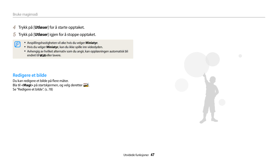 Samsung EC-WB50FZBPBE2, EC-WB50FZBPWE2, EC-WB50FZBPRE2 manual Redigere et bilde 