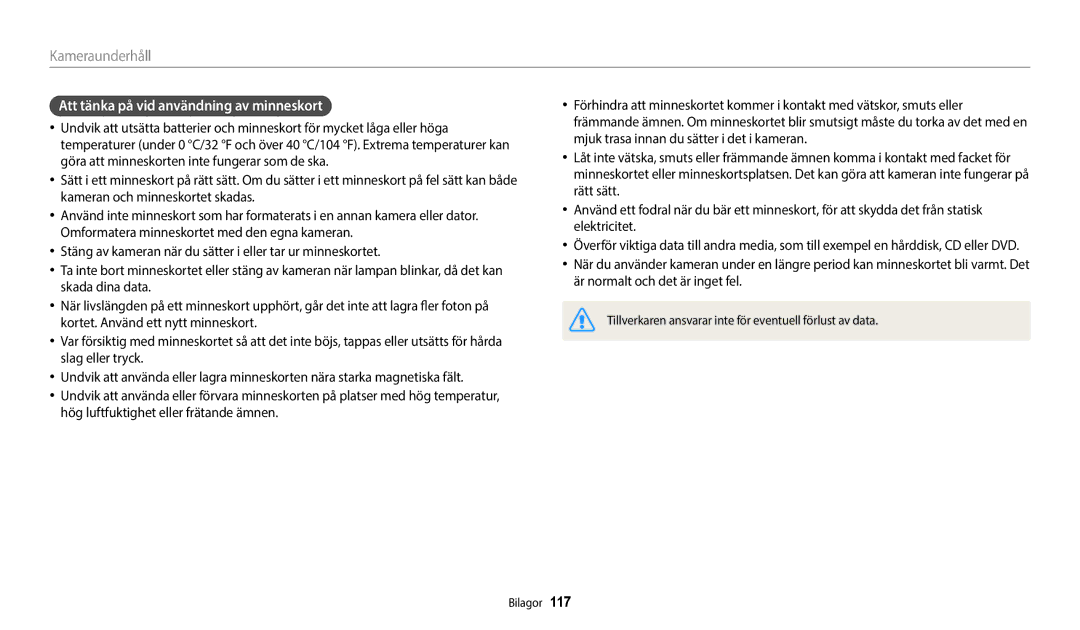 Samsung EC-WB50FZBPWE2, EC-WB50FZBPBE2, EC-WB50FZBPRE2 manual Att tänka på vid användning av minneskort 