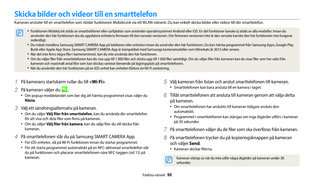 Samsung EC-WB50FZBPBE2 manual Skicka bilder och videor till en smarttelefon, Välj ett sändningsalternativ på kameran 