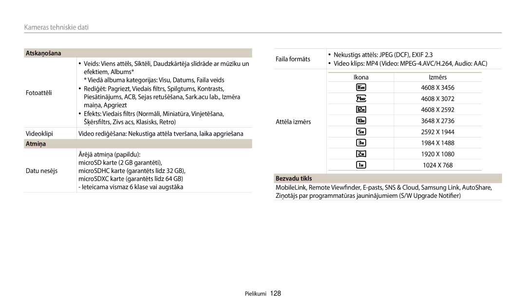 Samsung EC-WB50FZBPBE2, EC-WB50FZBPWE2, EC-WB50FZBPRE2 manual Bezvadu tīkls 