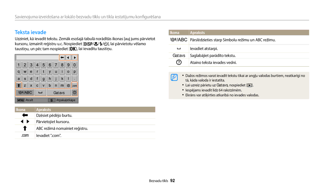 Samsung EC-WB50FZBPBE2, EC-WB50FZBPWE2, EC-WB50FZBPRE2 manual Teksta ievade, Gatavs 