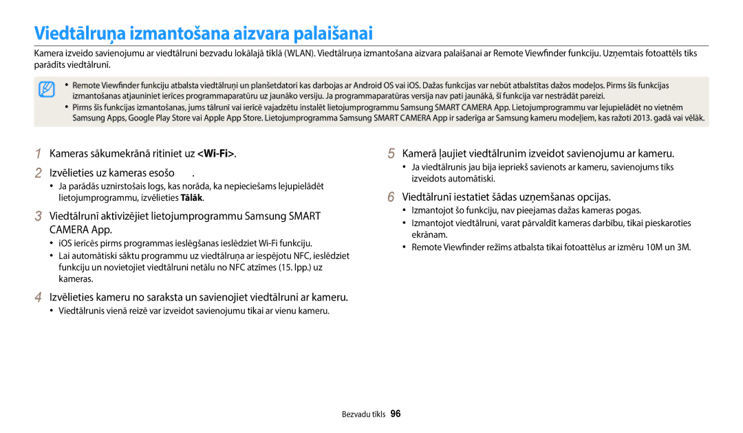 Samsung EC-WB50FZBPWE2 manual Viedtālruņa izmantošana aizvara palaišanai, Viedtālrunī iestatiet šādas uzņemšanas opcijas 