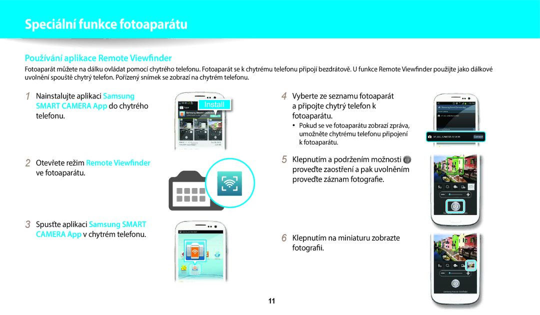 Samsung EC-WB350FBPNE3, EC-WB50FZBPBE3 Používání aplikace Remote Viewfinder, Klepnutím na miniaturu zobrazte fotografii 