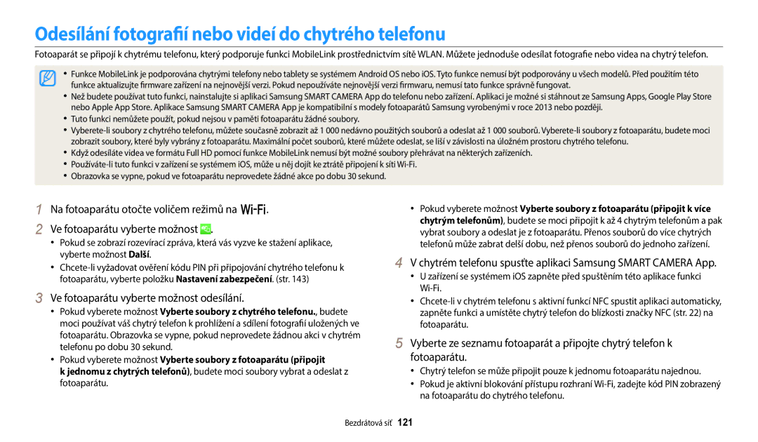 Samsung EC-WB350FBPNE3 Odesílání fotografií nebo videí do chytrého telefonu, Ve fotoaparátu vyberte možnost odesílání 