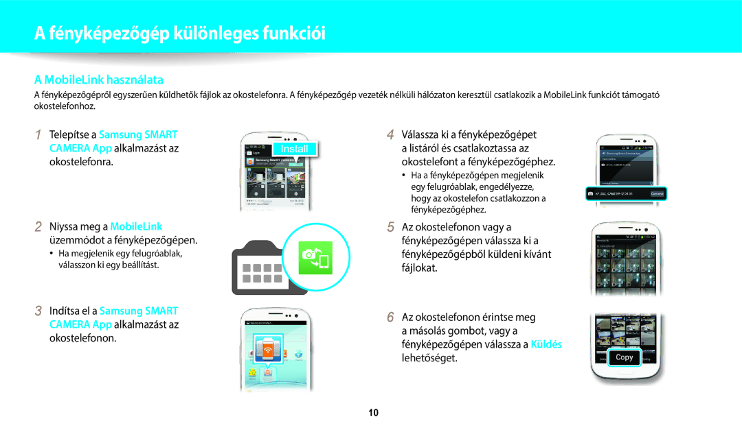 Samsung EC-WB50FZBPBE3, EC-WB350FBPNE3, EC-WB350FBPBE3, EC-WB350FBPRE3 Niyssa meg a MobileLink üzemmódot a fényképezőgépen 