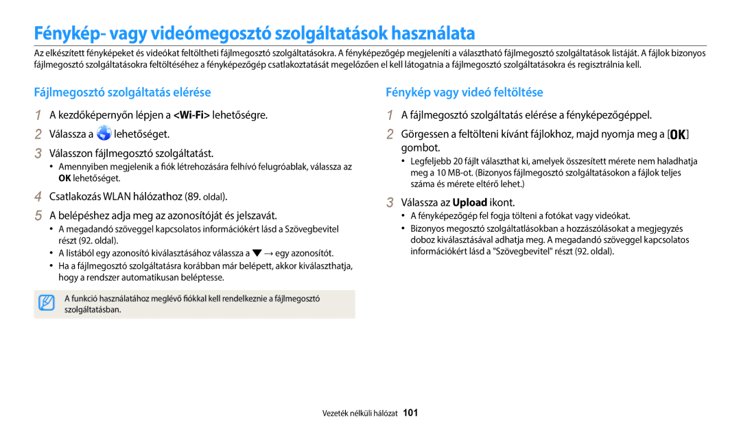 Samsung EC-WB50FZBPBE3 manual Fénykép- vagy videómegosztó szolgáltatások használata, Fájlmegosztó szolgáltatás elérése 