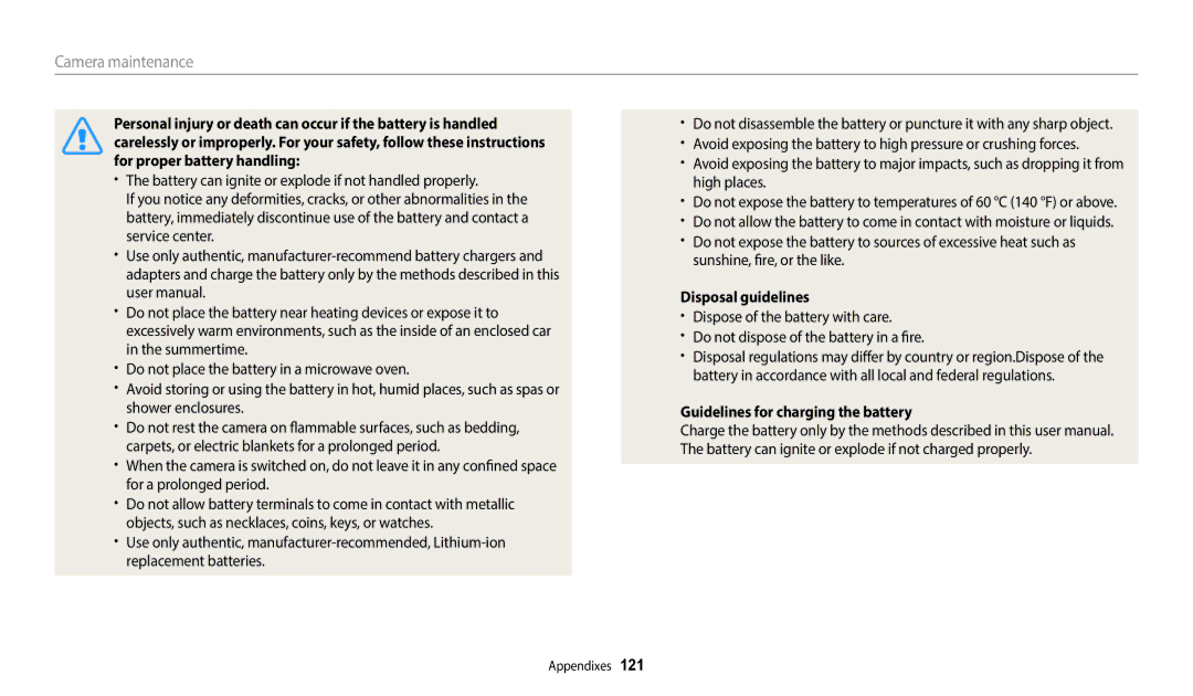 Samsung EC-WB50FZDDWME, EC-WB50FZBPBFR, EC-WB50FZBPWFR manual Disposal guidelines, Guidelines for charging the battery 