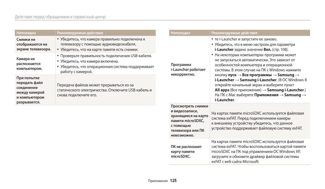 Samsung EC-WB50FZBPWKZ Снимки не, Отображаются на Телевизору с помощью аудиовидеокабеля, Камера не, Распознается, Помощью 