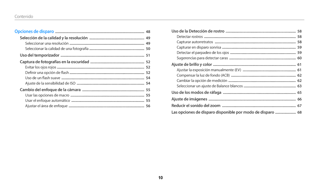 Samsung EC-WB50FZBPRE1, EC-WB50FZBPWE1, EC-WB50FZBPBE1 manual Contenido 