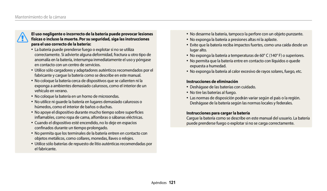 Samsung EC-WB50FZBPRE1, EC-WB50FZBPWE1, EC-WB50FZBPBE1 Instrucciones de eliminación, Instrucciones para cargar la batería 