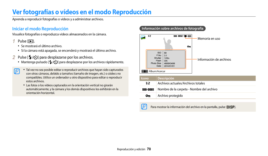 Samsung EC-WB50FZBPRE1, EC-WB50FZBPWE1 manual Ver fotografías o vídeos en el modo Reproducción, Iniciar el modo Reproducción 