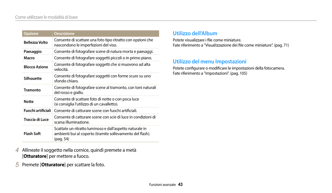 Samsung EC-WB50FZBPWE1 manual Utilizzo dellAlbum, Utilizzo del menu Impostazioni 