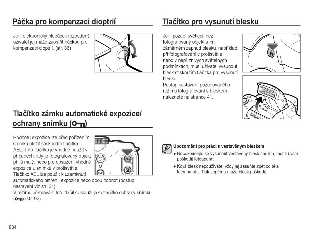 Samsung EC-WB5500BPBE3, EC-WB5500BPAE1 Páþka pro kompenzaci dioptrií, Tlaþítko zámku automatické expozice/ ochrany snímku 