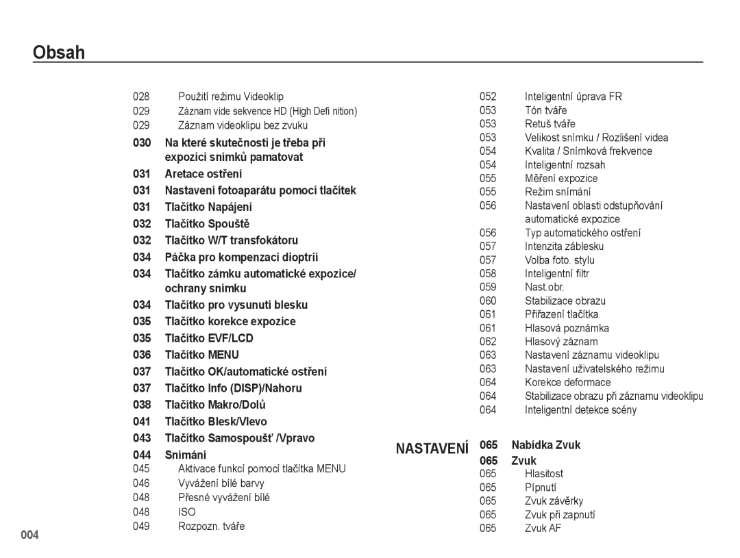 Samsung EC-WB5500BPBE3 028 Použití režimu Videoklip 052 Inteligentní úprava FR 029, Inteligentní rozsah, 055 Režim snímání 