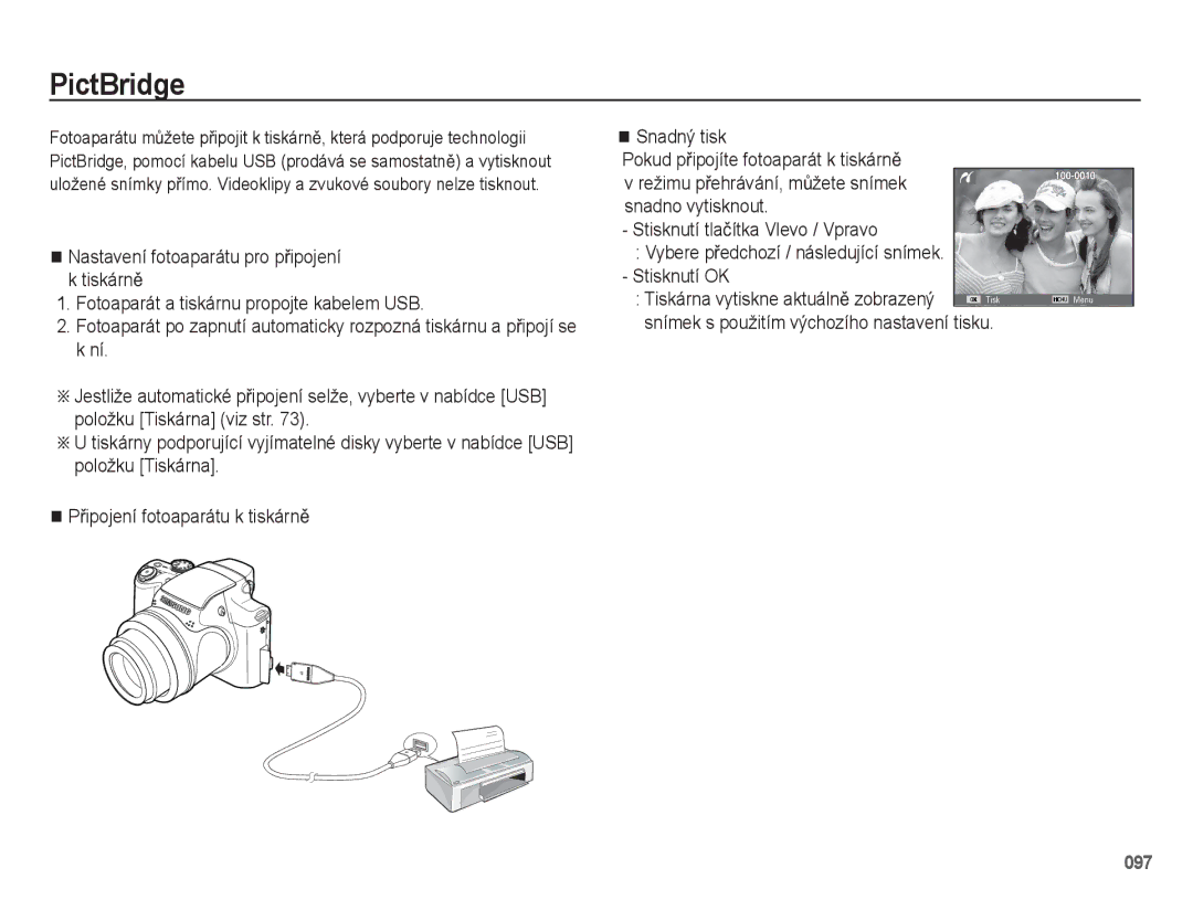 Samsung EC-WB5500BPBE3, EC-WB5500BPAE1, EC-WB5500BPBE1 manual PictBridge, Snímek s použitím výchozího nastavení tisku 