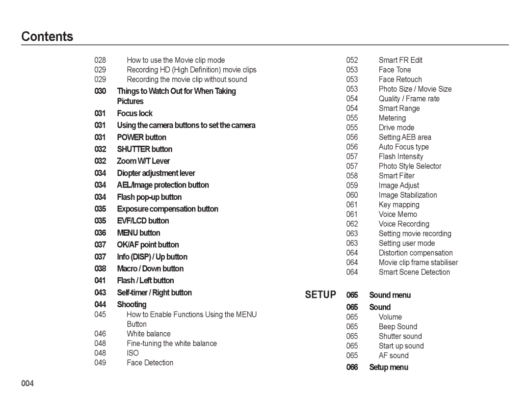 Samsung EC-WB5500BPBSA manual Setup 065 Sound menu, Setup menu, Volume Beep Sound Shutter sound Start up sound AF sound 