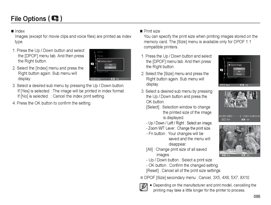 Samsung EC-WB5500BPAE3 Press the Up / Down button and select, Dpof menu tab. And then press, Up / Down button and press 