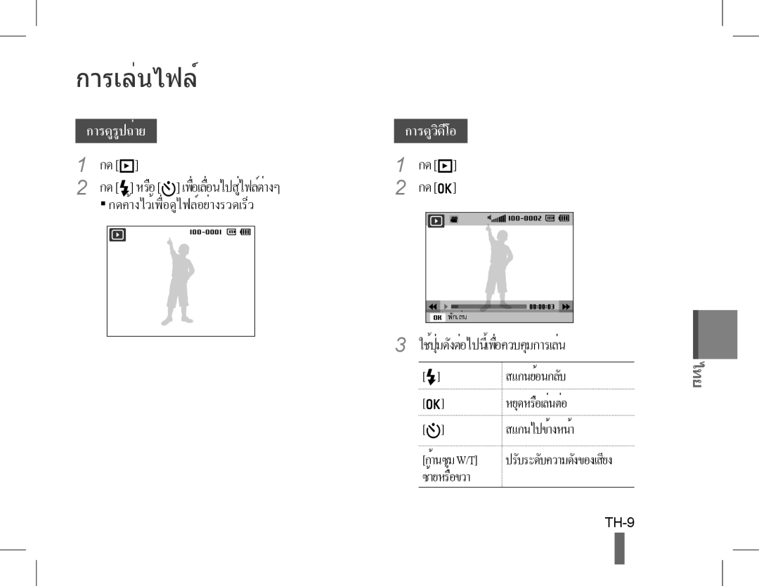 Samsung EC-WB5500BPBIL, EC-WB5500BPAE1, EC-WB5500BPBE1, EC-WB5500BPBIT, EC-WB5500BPASA, EC-WB5500BPBSA manual การเล่นไฟล์ 