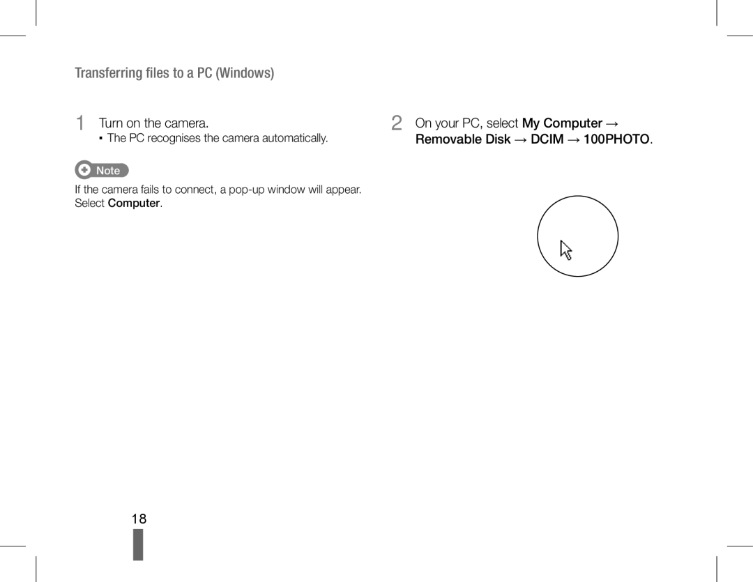 Samsung EC-WB5500BPBE2, EC-WB5500BPAE1, EC-WB5500BPBE1 manual Transferring files to a PC Windows, Turn on the camera 