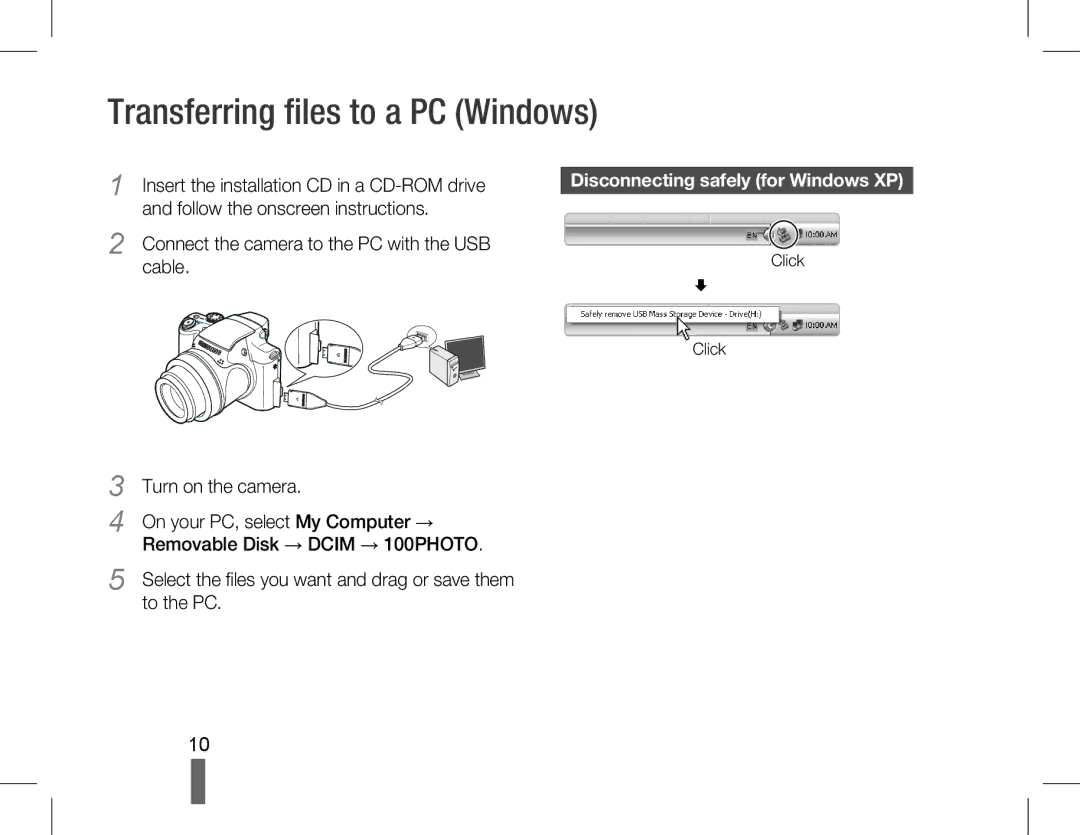 Samsung EC-WB5500BPBRU manual Transferring files to a PC Windows, Select the files you want and drag or save them to the PC 