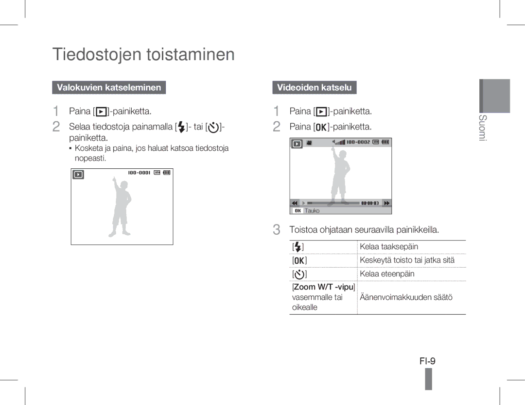 Samsung EC-WB5500BPAE3, EC-WB5500BPAE1, EC-WB5500BPBE1 Tiedostojen toistaminen, Valokuvien katseleminen, Videoiden katselu 