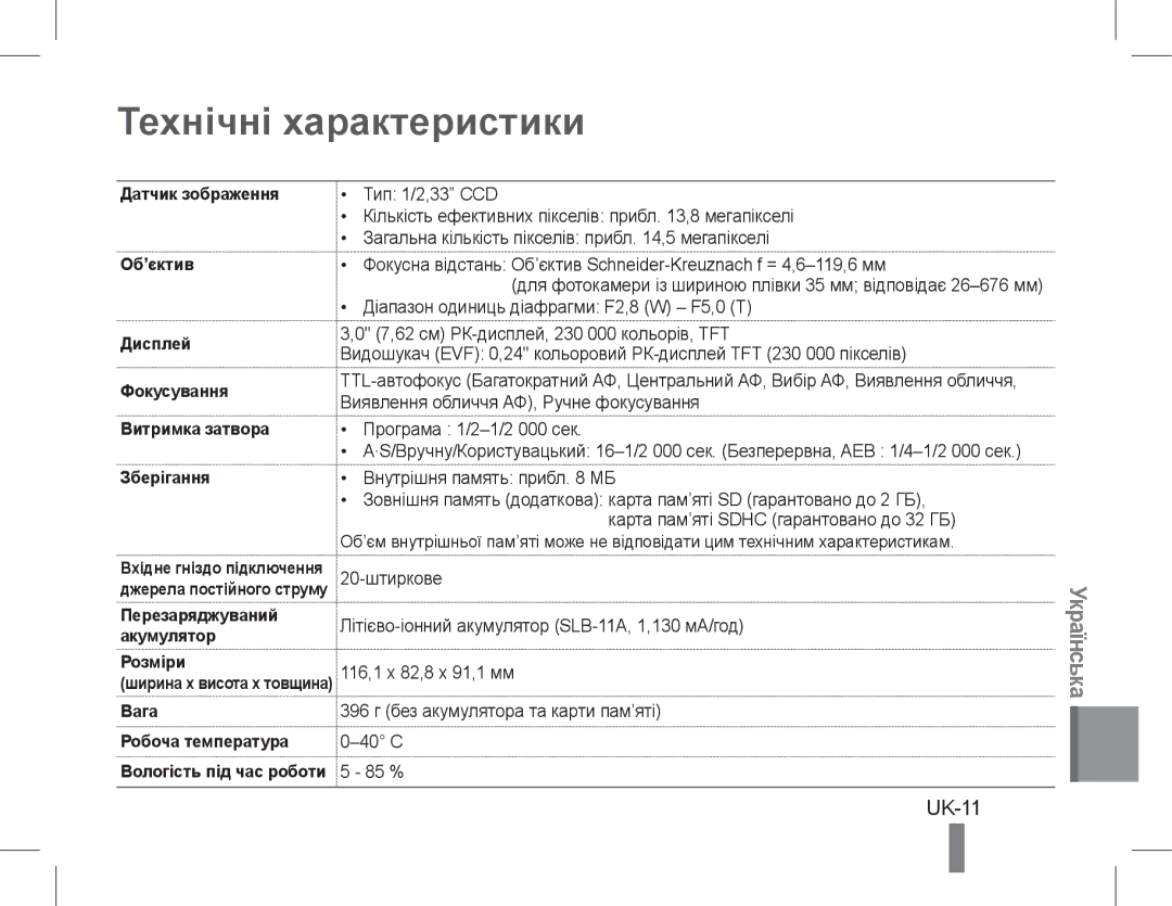 Samsung EC-WB5500BPASA, EC-WB5500BPAE1, EC-WB5500BPBE1, EC-WB5500BPBIT, EC-WB5500BPBIL, EC-WB5500BPBSA Технічні характеристики 