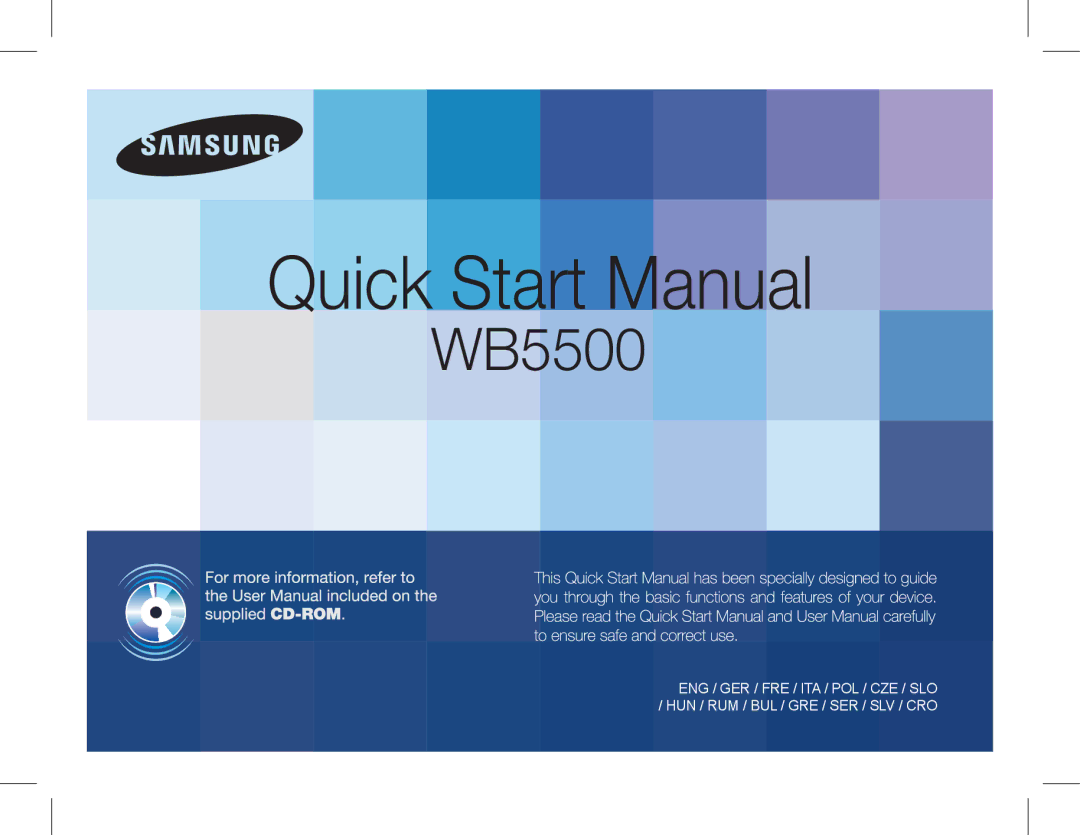 Samsung EC-WB5500BPBE1, EC-WB5500BPAE1, EC-WB5500BPBIT, EC-WB5500BPASA, EC-WB5500BPBIL manual Quick Start Manual 