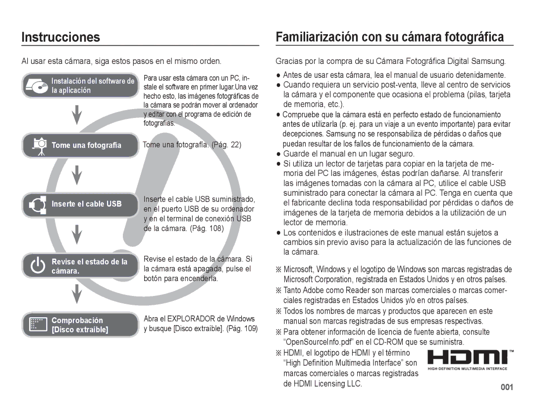 Samsung EC-WB5500BPAE1 Instrucciones, Al usar esta cámara, siga estos pasos en el mismo orden, Tome una fotografía. Pág 