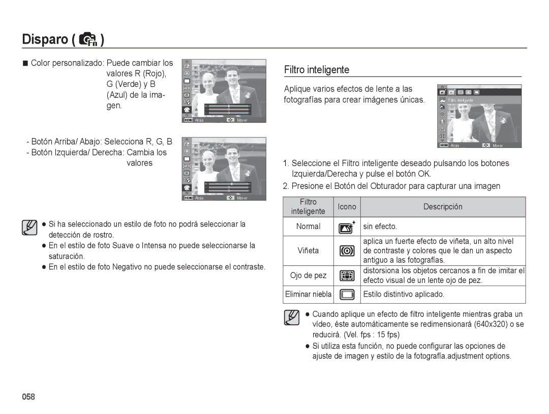 Samsung EC-WB5500BPBE1 manual Filtro inteligente, Normal Sin efecto, Antiguo a las fotografías, Estilo distintivo aplicado 